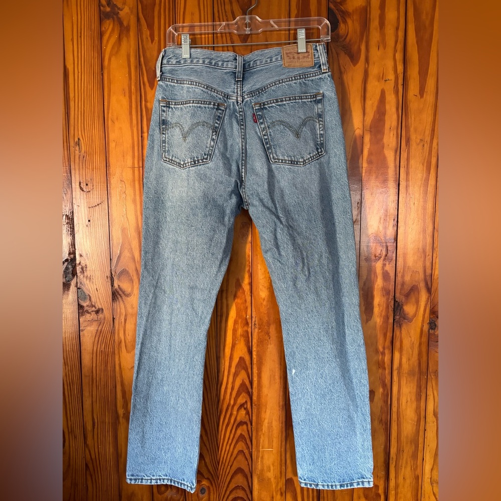 501 Levi's Distressed Straight Leg Jeans Womens 29 - Picture 5 of 8